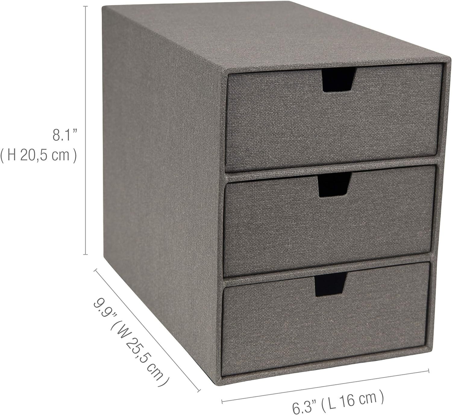 Bigso Ingrid 3-Drawer Fiberboard Desk Organizer Drawers | Dark Grey