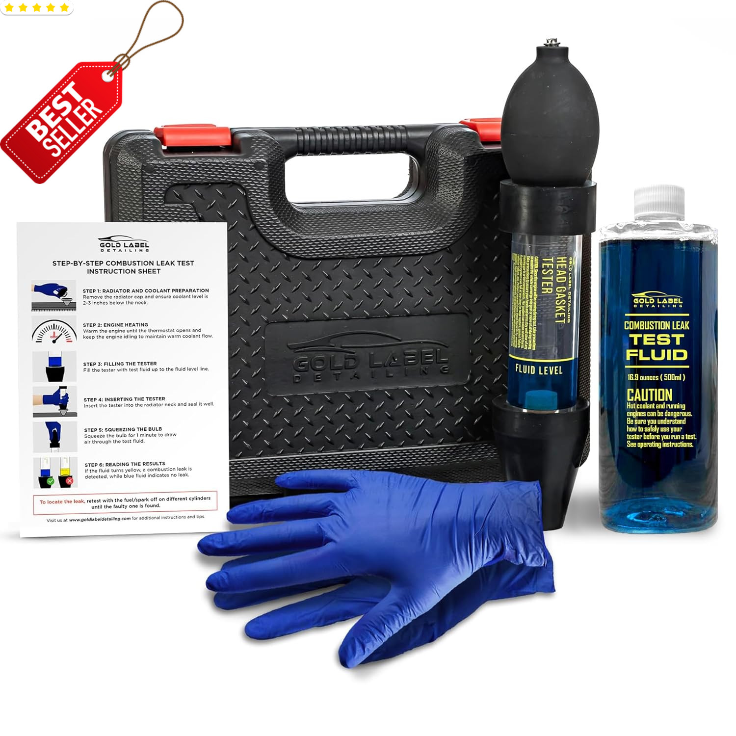 Combustion Leak Detector Kit Engine Block Head Gasket Tester 100 Tests Fluid US