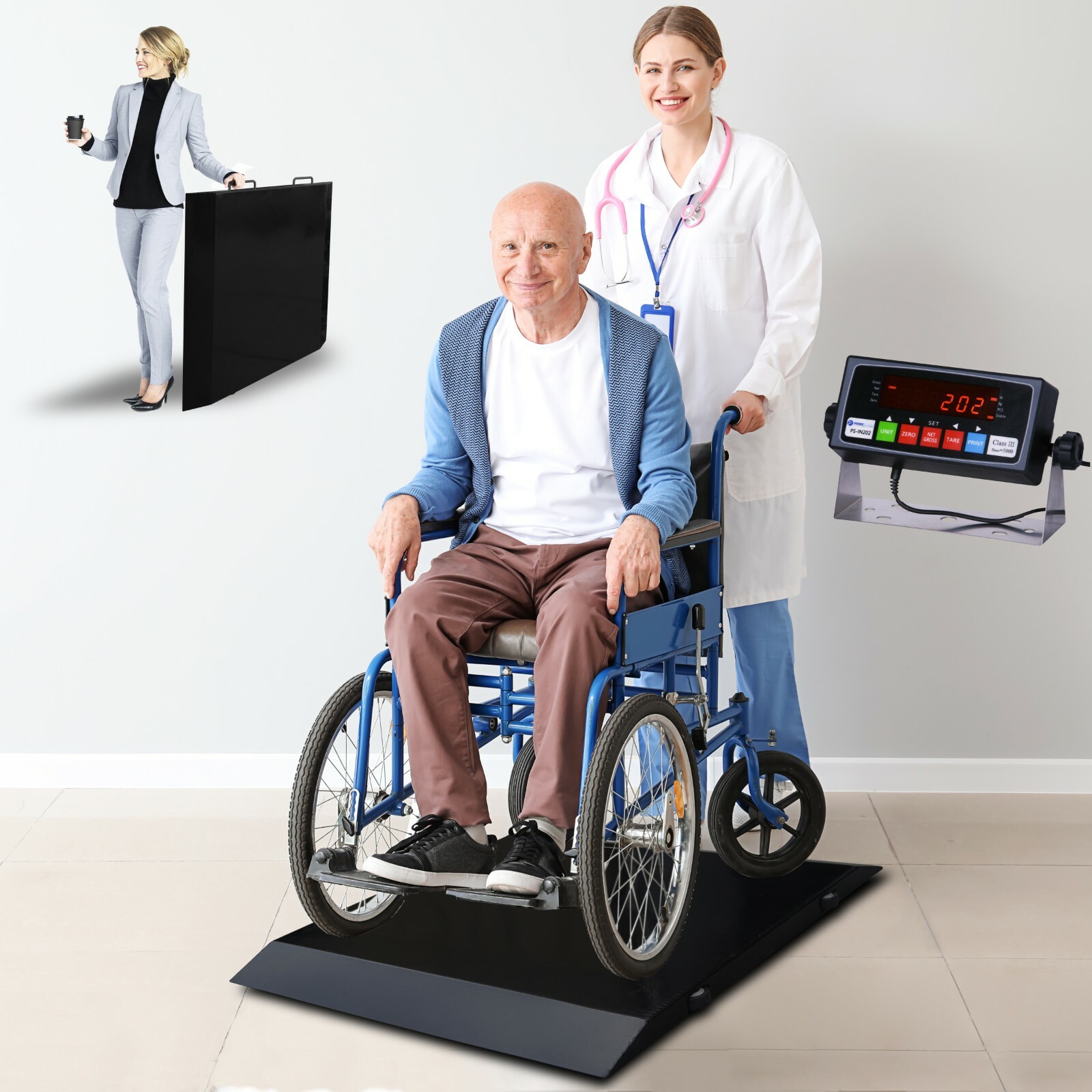 Refurbished Prime 1000lb Wheelchair Scale w/ Indicator Ultra Portable & Durable