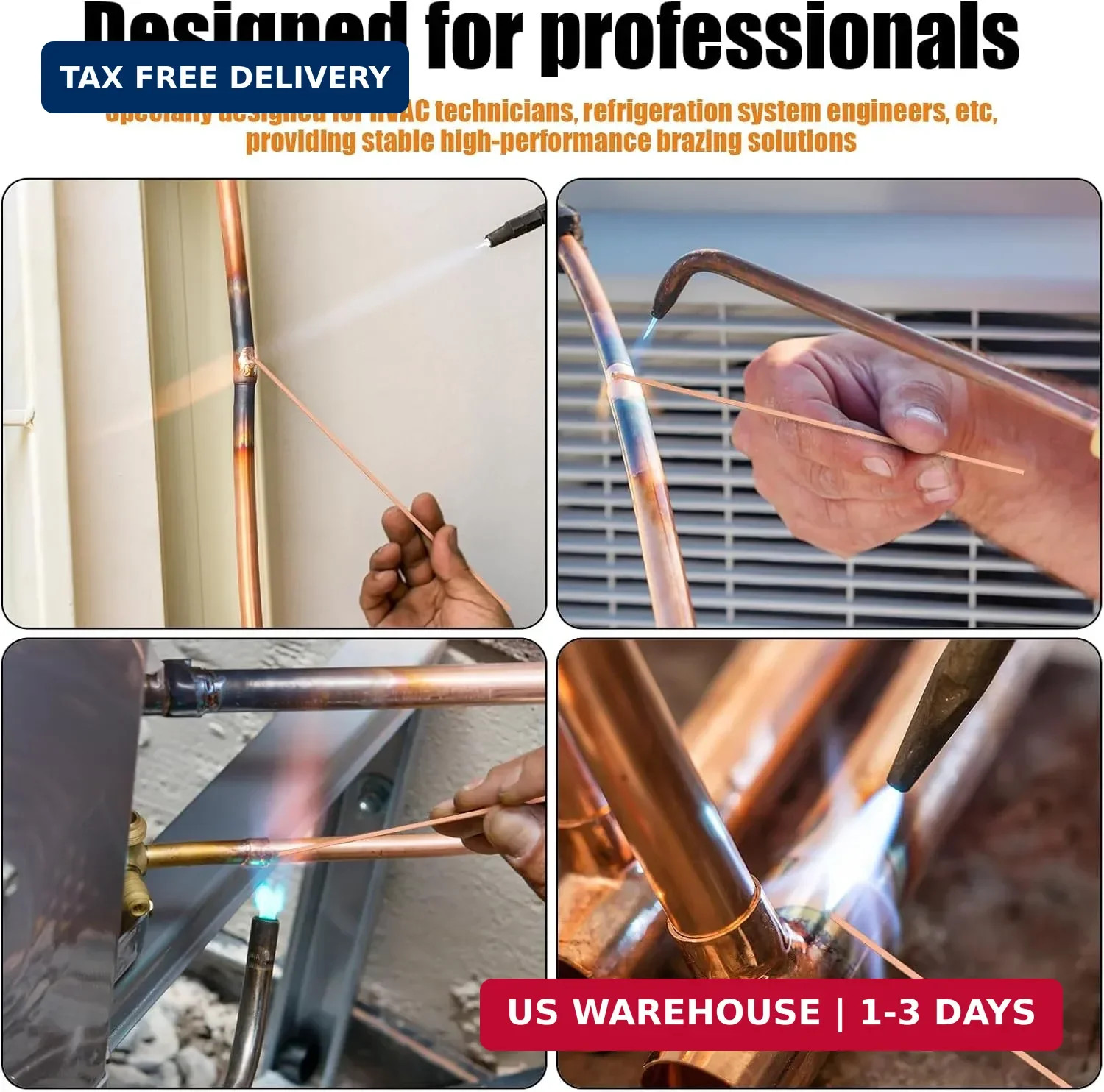 50 Sticks Copper Brazing Rods Kit AWS BCup-5 15% Silver Solder HVAC Phos Copper