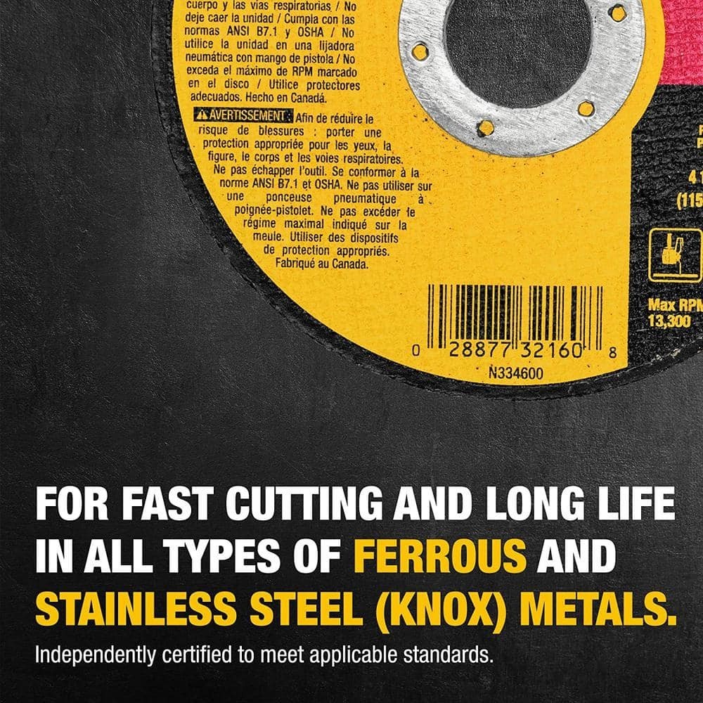 DEWALT 4-1/2 In. X 0.045 In. X 7/8 In. Metal and Stainless Cutting Wheel 10-Pack