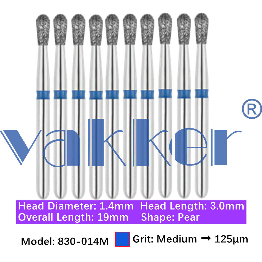 10pc Dental FG Diamond Burs for High Speed Handpiece Barrel Wheel Pear Shape