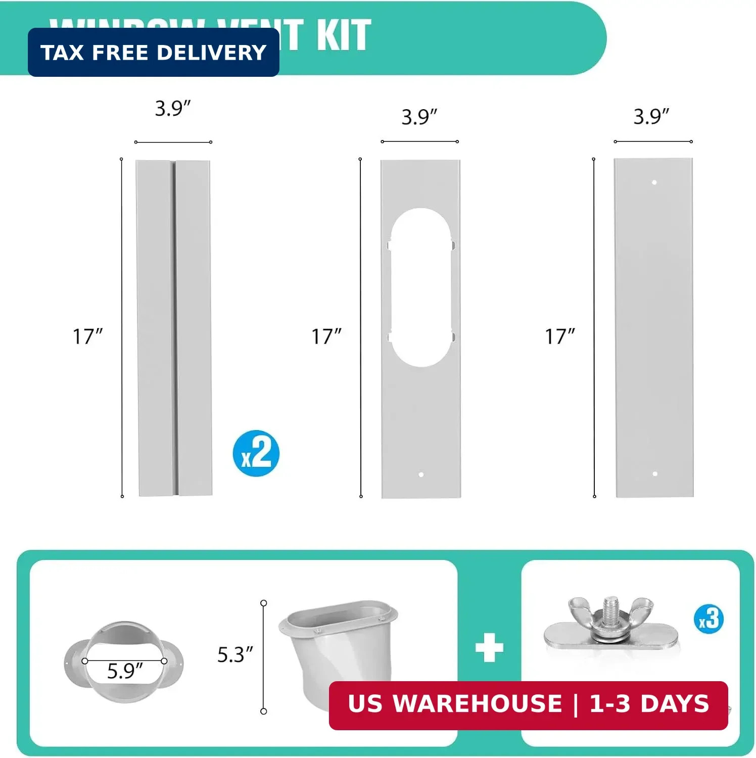 Portable Air Conditioner Window Vent Kit with 5.9″ Exhaust Hose Universal Portab