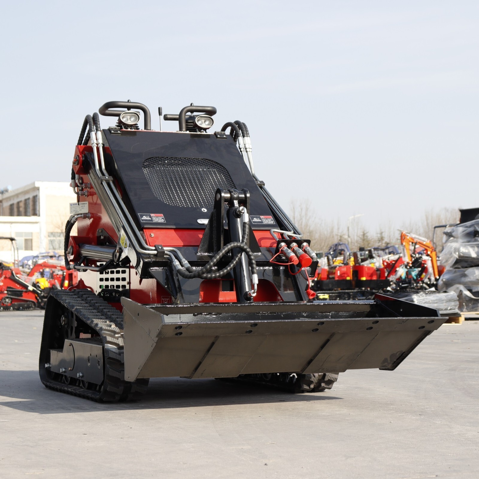 13.5HP Hydraulic Mini Skid Steer Loader Stand-on Track Gas Guided Drive Garden