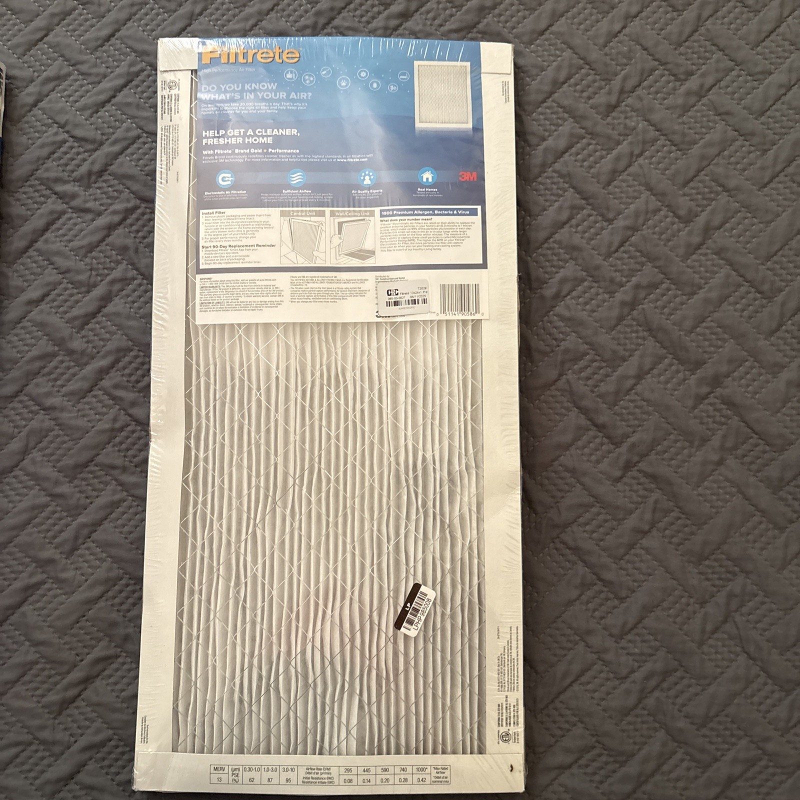 Filtrete 12 x 24 x 1, 1900 MPR Premium Allergen, Bacteria and Virus Air Filter