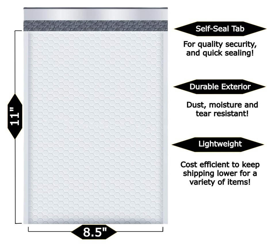 400-Pack WHITE 8.5 x 11″ Padded POLY BUBBLE MAILER #2 shipping mailing envelope