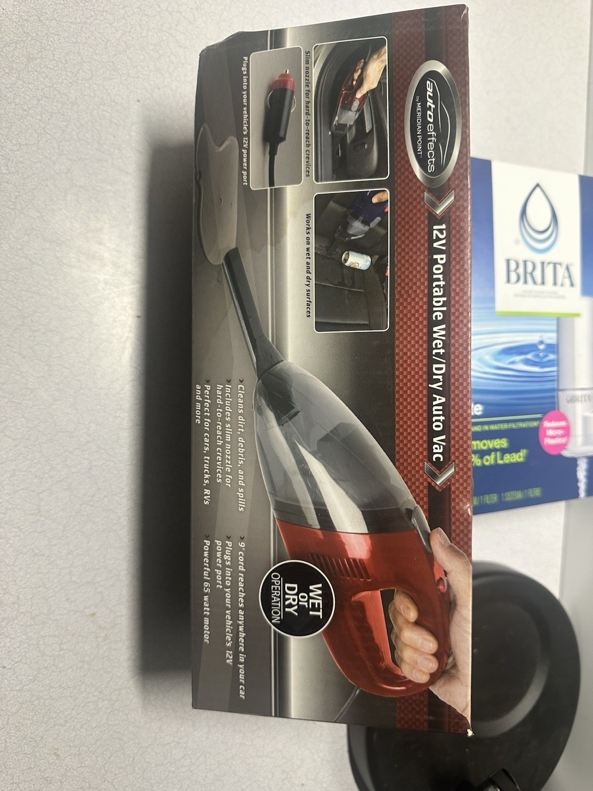 Auto Effects 12V Wet/Dry Portable Auto Vac, Bagless w/ Crevice Tool