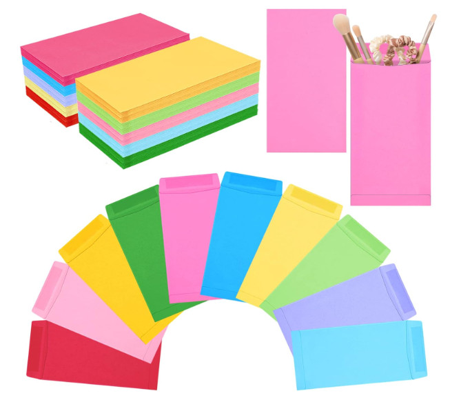 100 Pack Kraft Cash Envelopes for Budgeting, 6.7 x 3.5 Inch Large Pack