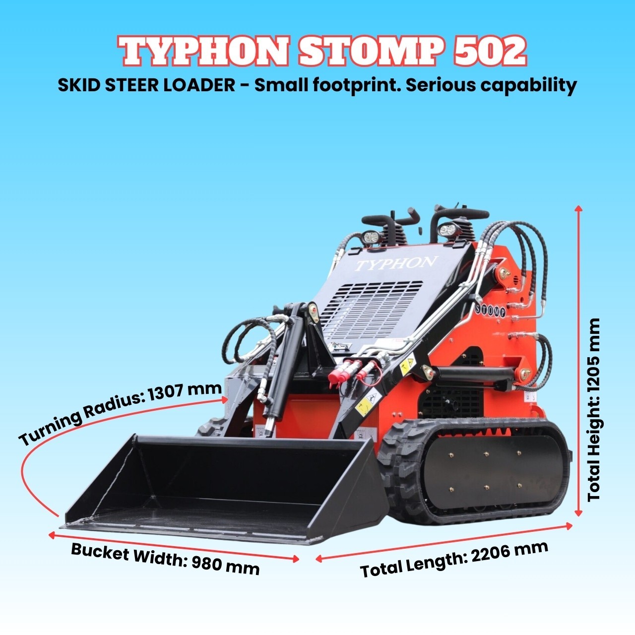 TYPHON STOMP 502 Compact Tracked Skid Steer Loader 22.1HP Honda Gasoline engine