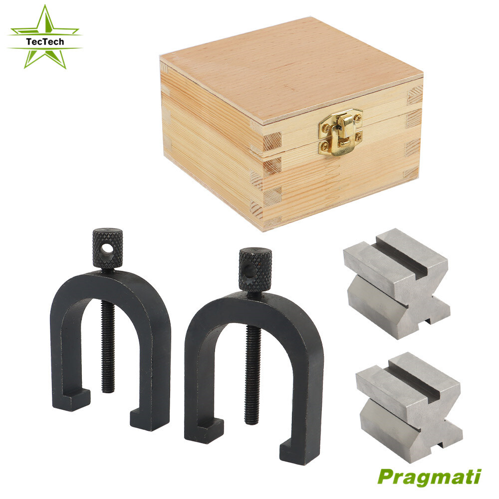 1-5/8″ × 1-1/4″ × 1-1/4″ Precision V Blocks & Clamp Set Steel Gauge Machinist US