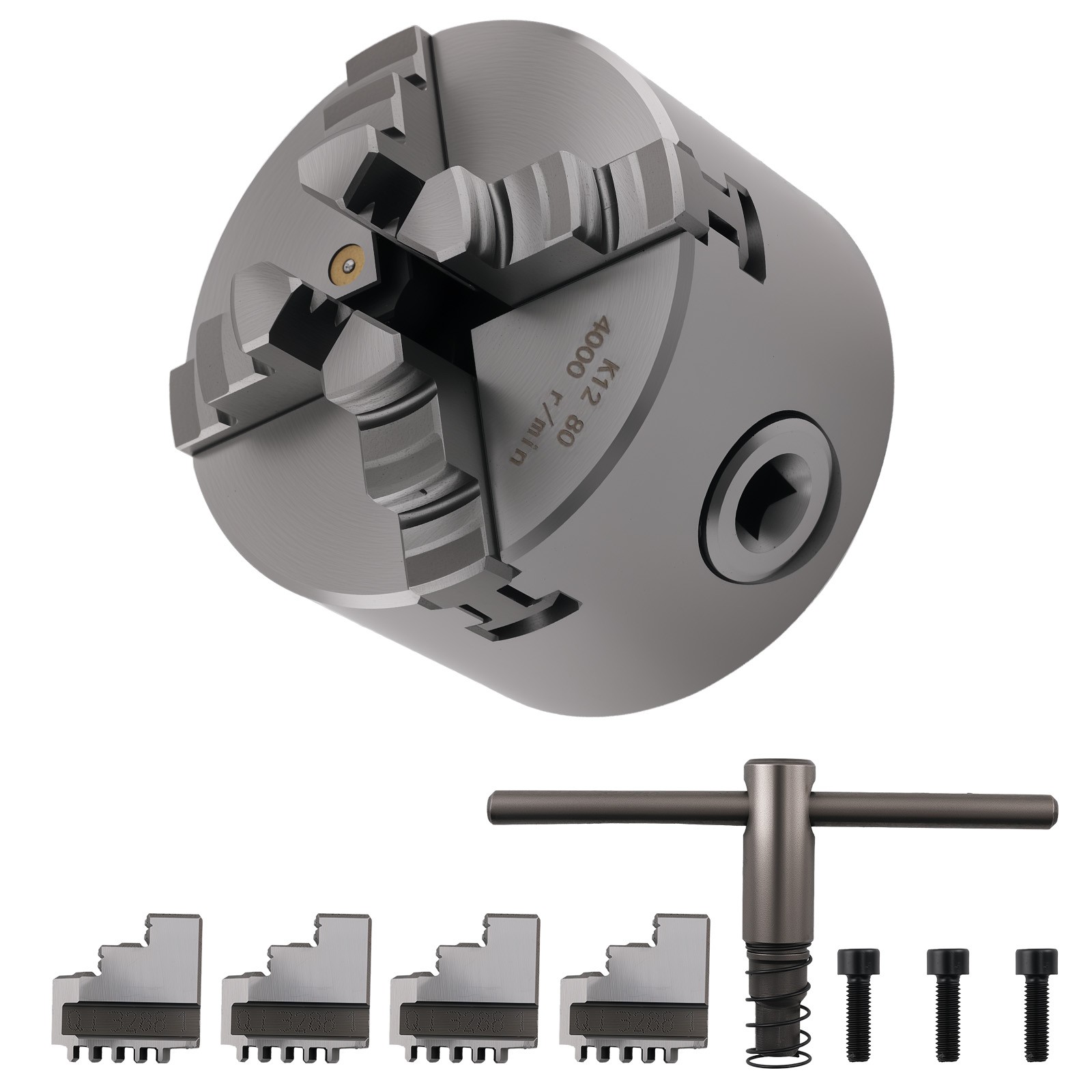 4 Jaw Self Centering Metal Chuck K12-80 80mm for Bench Lathes Plain Back