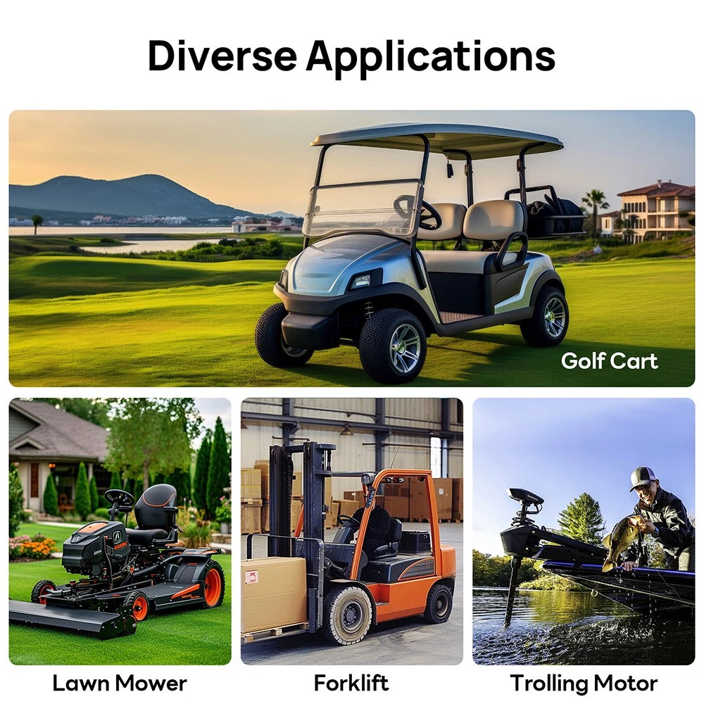 48V 100Ah 5120Wh LiFePO4 Lithium Battery Built-in BMS Deep Cycles For Golf Cart