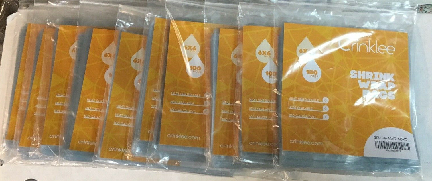 1000 -6″x6″ SHRINK WRAP BAGS for packaging crafts, CDs, soaps, candles + more.