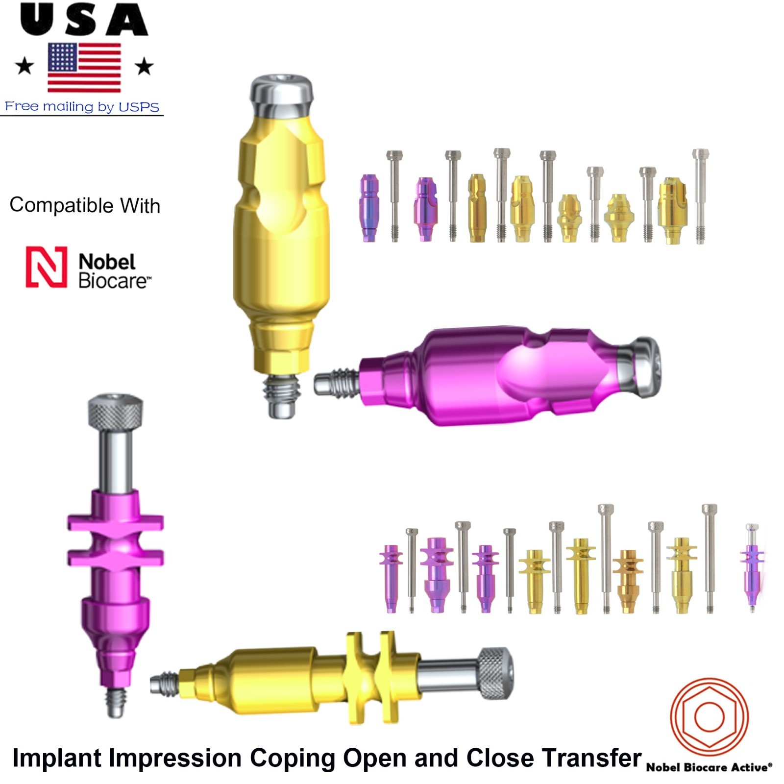 Nobel Biocare CC Hex Locator/Healing Cap Abutment Analog Impression Coping NP/RP
