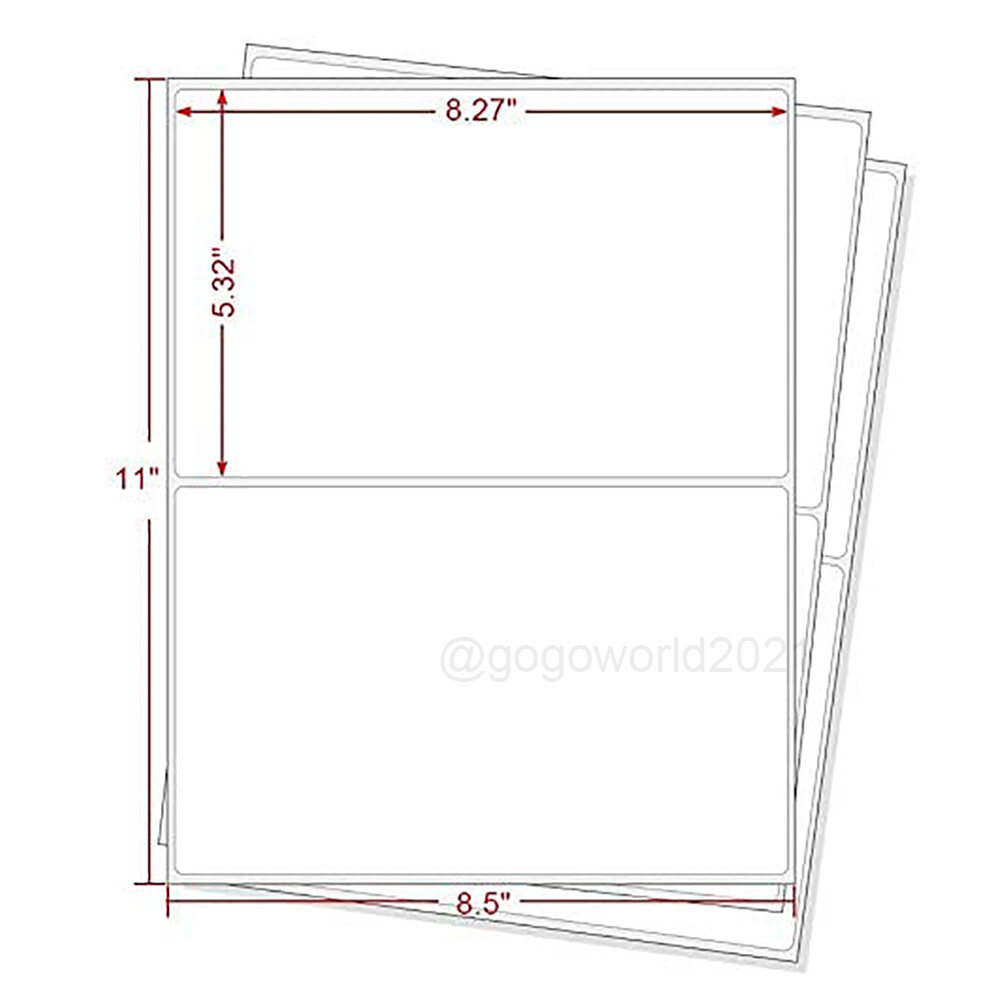 1000 Shipping Labels 8.5″x5.5″ Rounded Corner Self Adhesive 2 Per Sheet Blank US
