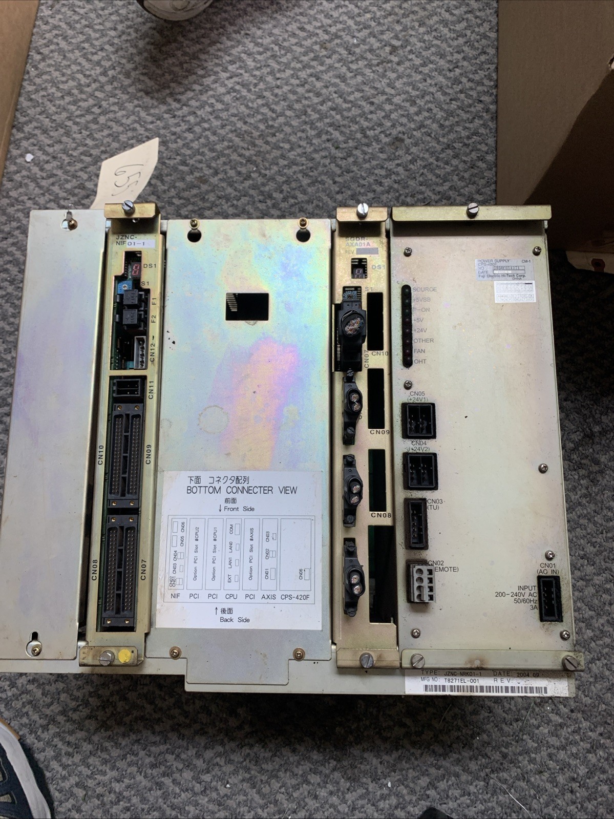 Yaskawa JZNC-NRK01-1 Power Supply Rack, CPS-420F, JZNC-NIF01-1, SGDR-AXA01A