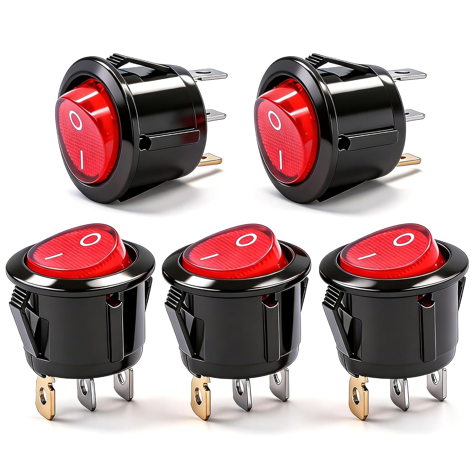 Mxuteuk 3Pcs Waterproof Momentary Rocker Switch (On)/Off/(On), DC 12V 10A Toggle