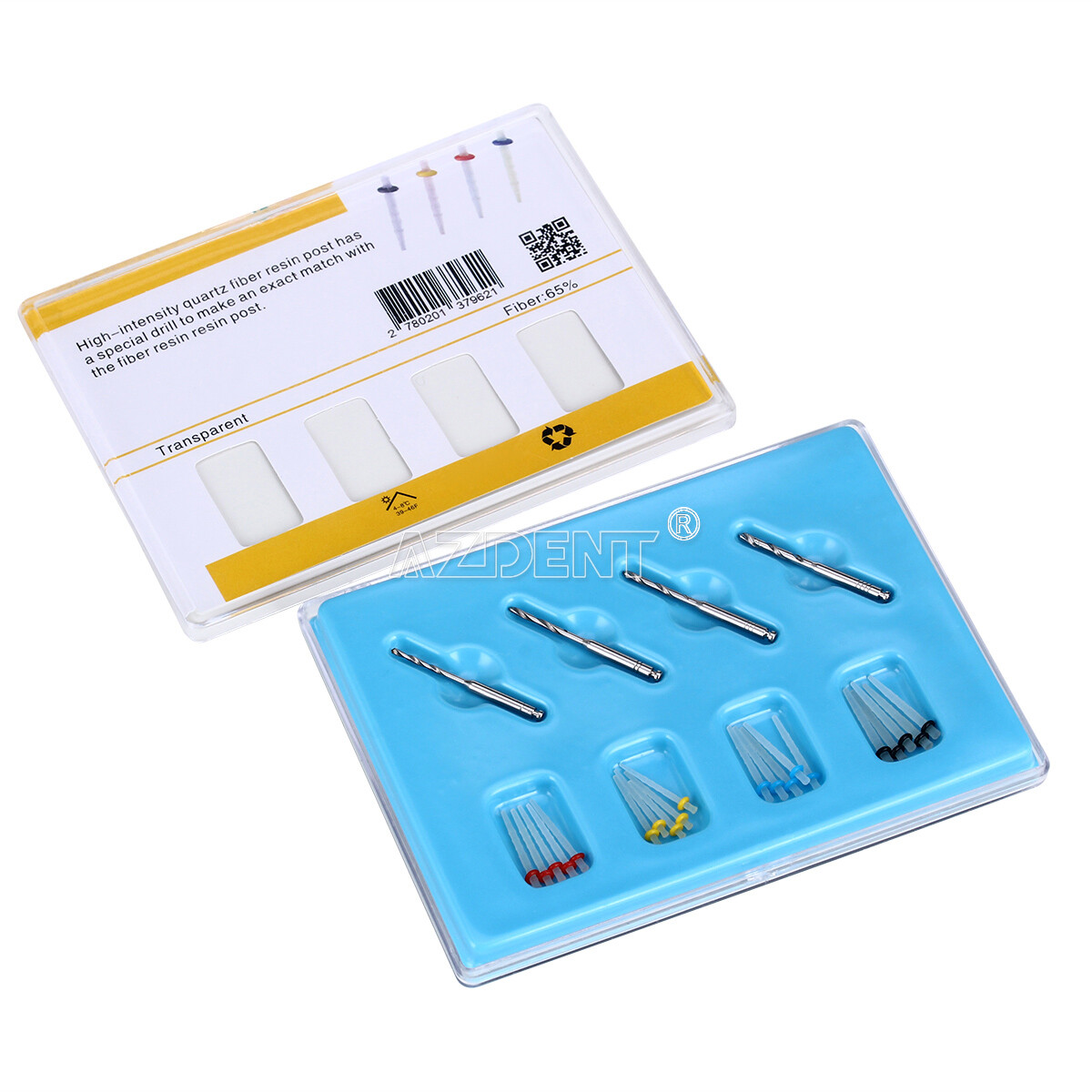 5 Packs Dental High-intensity AAA Fiber Posts Resin Screw Thread Glass 4 Drills