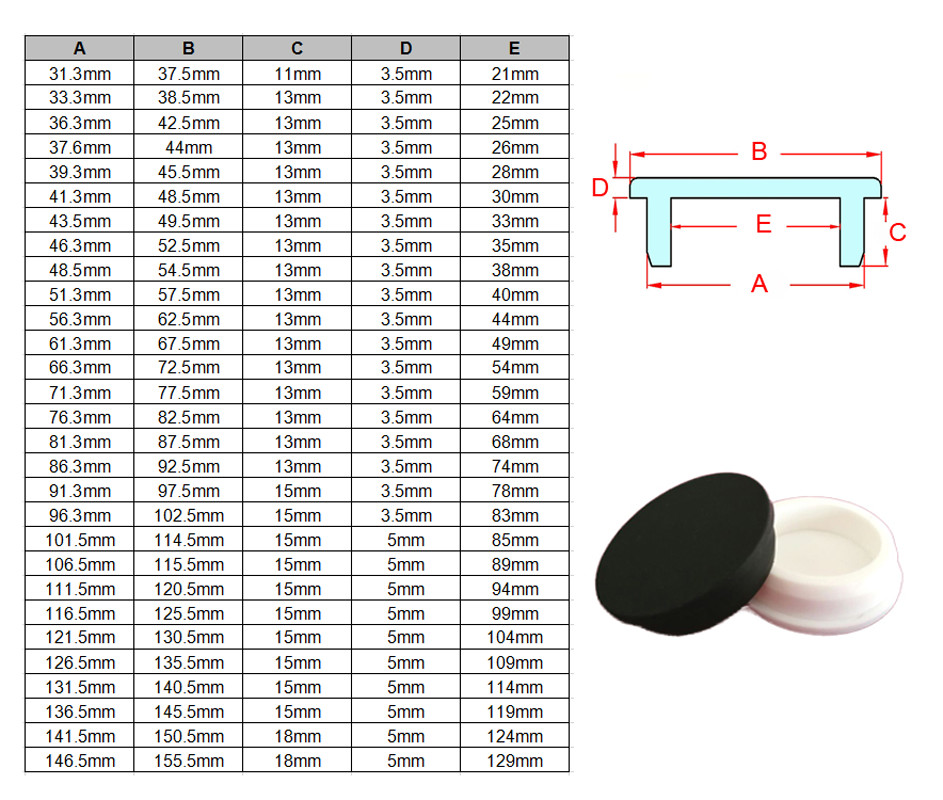 Black Silicone Rubber Stopper Plug Blanking End Cap Tube Insert Bung 9-146.5mm