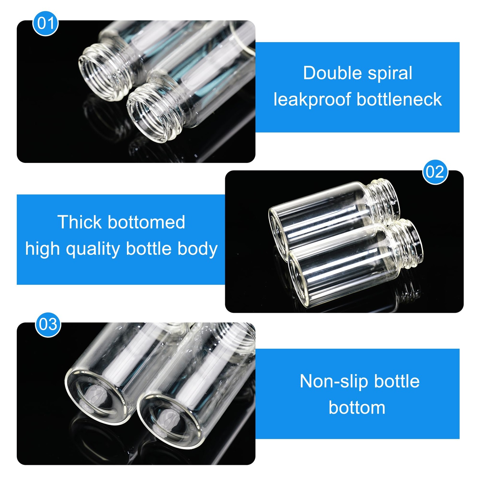 ETTSNU 20ml Clear Glass Vials with Screw Caps and 0.7 Ounces, Transparent
