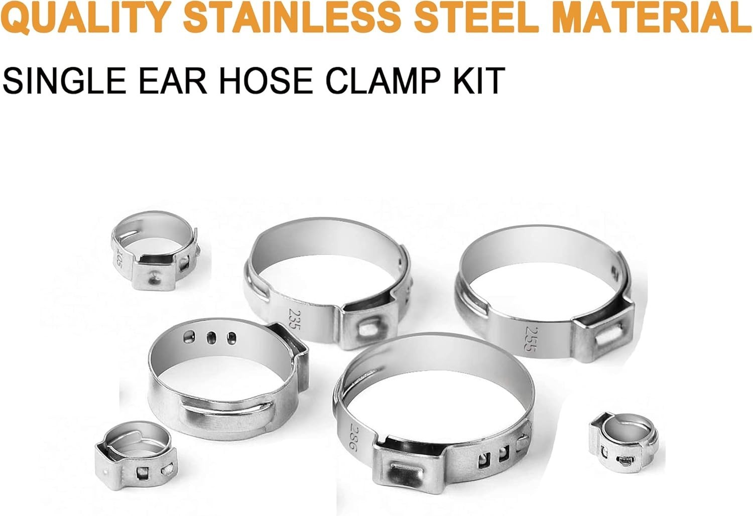 Single Ear Hose Clamps, Oetiker Clamps, 92Pcs(6.0mm-22.6mm) Crimp Pipe Clamps As