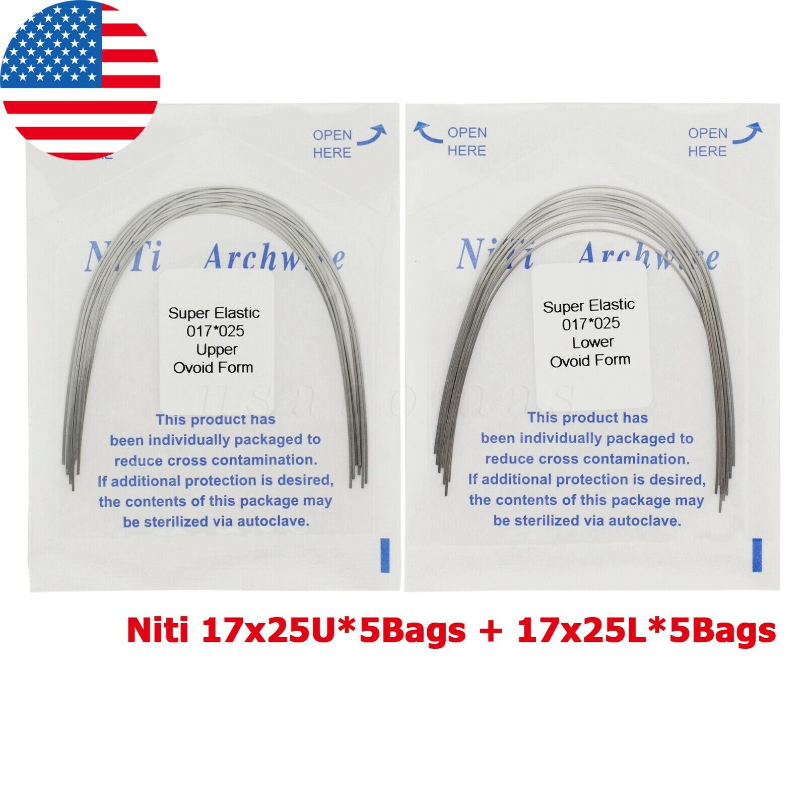 100PCS Dental Orthodontic Arch Wire Niti Stainless Steel Round Rectangular Ovoid