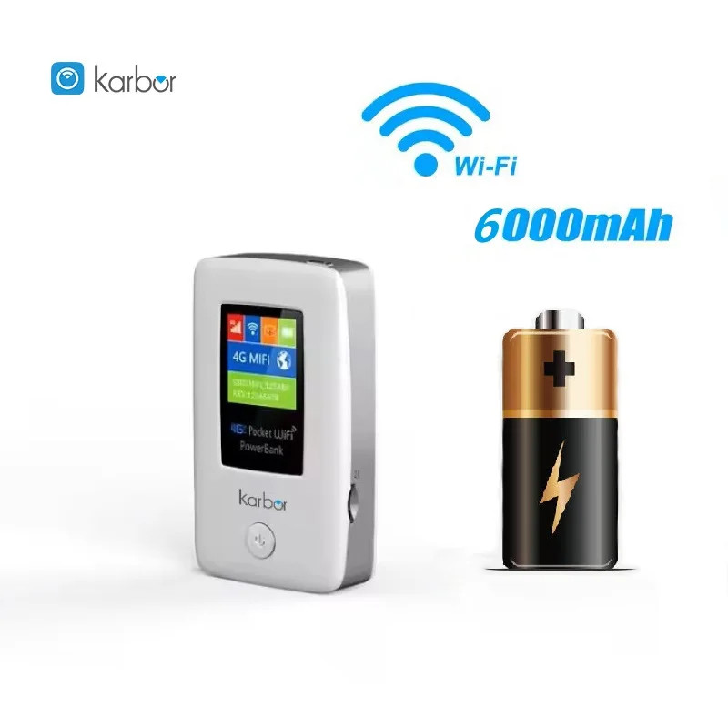 Karbor 6000mAh Portable WIFI Router Power Bank ESIM Wifi /Sim Card 2.4G WiFi6