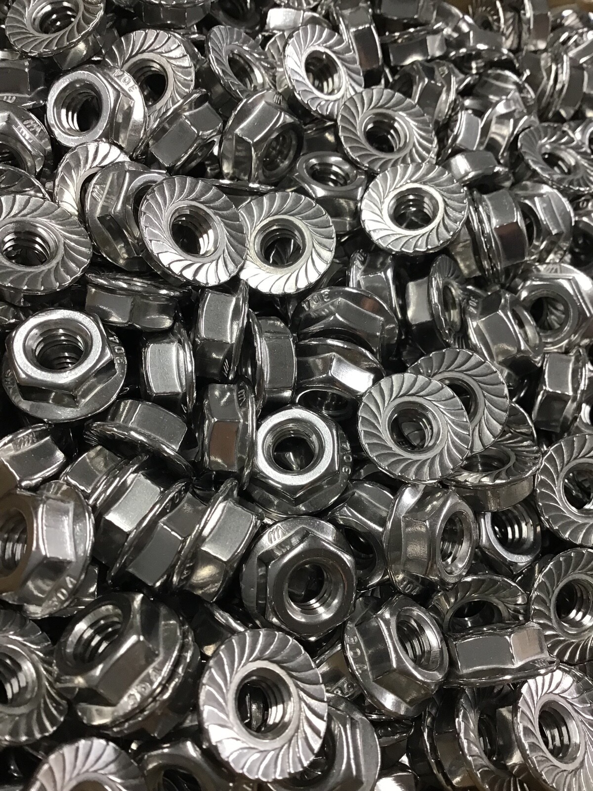 Flange Nuts Stainless Steel, Serrated Base for Locking Main Sizes Available
