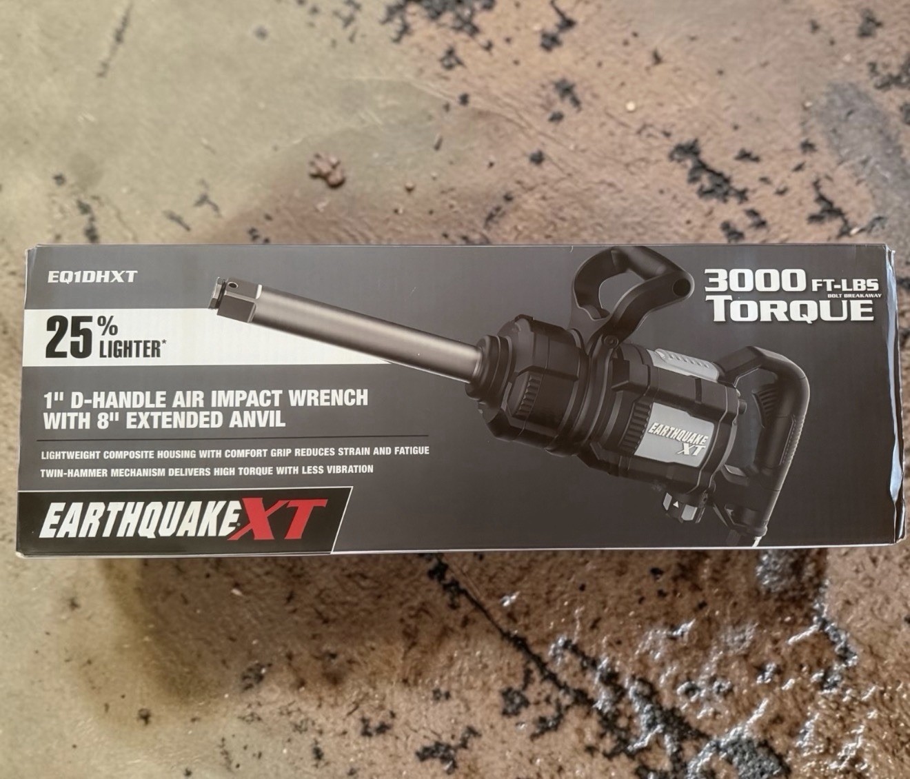NEW EARTHQUAKE D-Handle 1″ Air Impact Wrench W/ 8” Extended Anvil NEW 3000ft-lbs