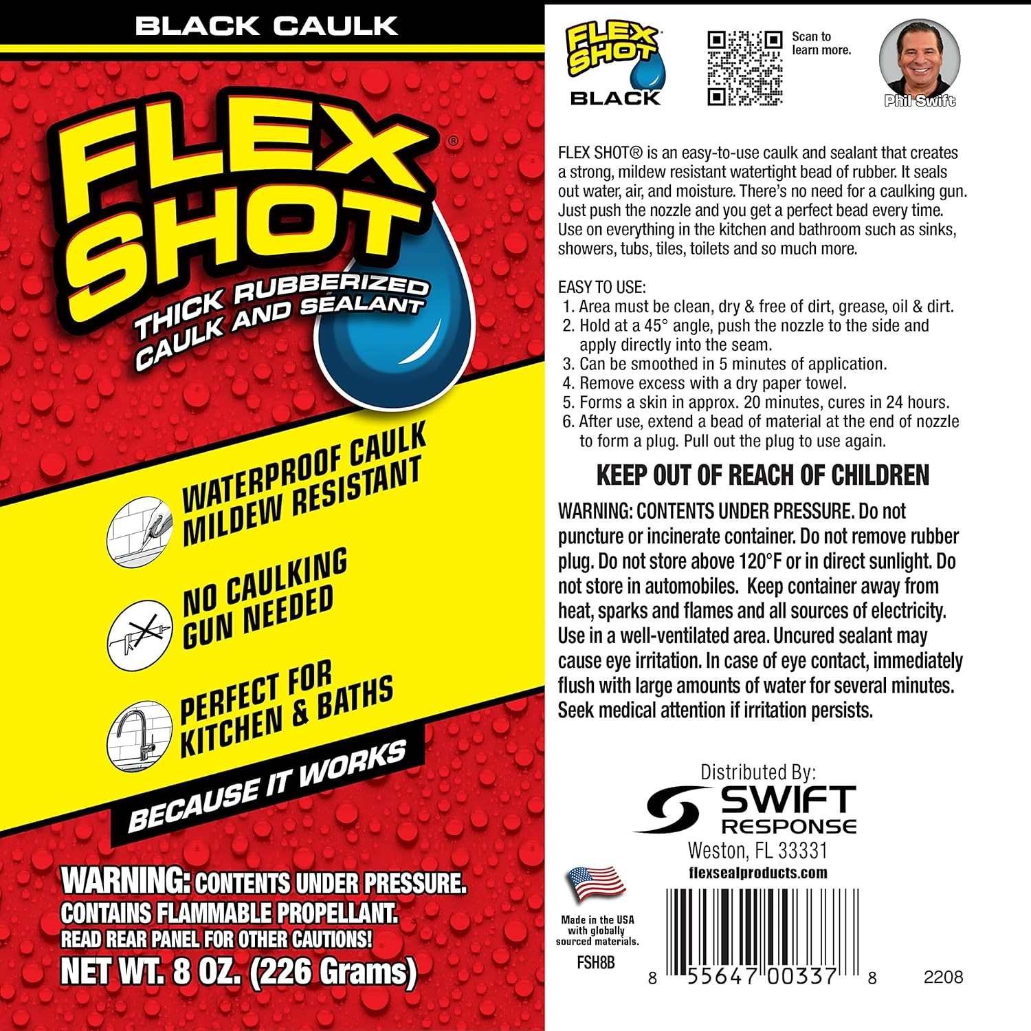 Flexible Adhesive Sealant, 8oz Waterproof Caulk for Indoor and Outdoor Use