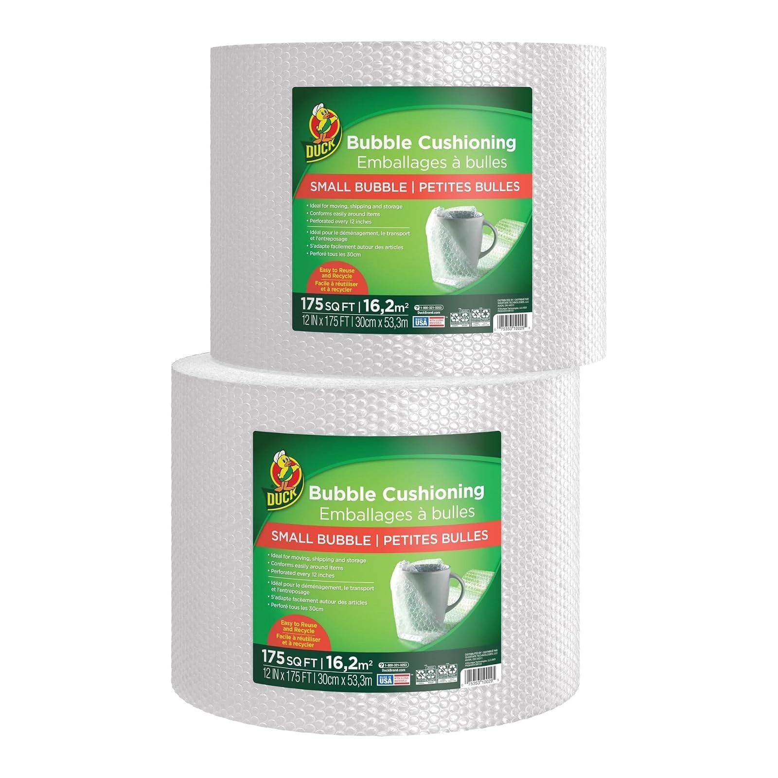 Duck Brand Small Bubble Cushioning Wrap 30 FT for Moving & Shipping
