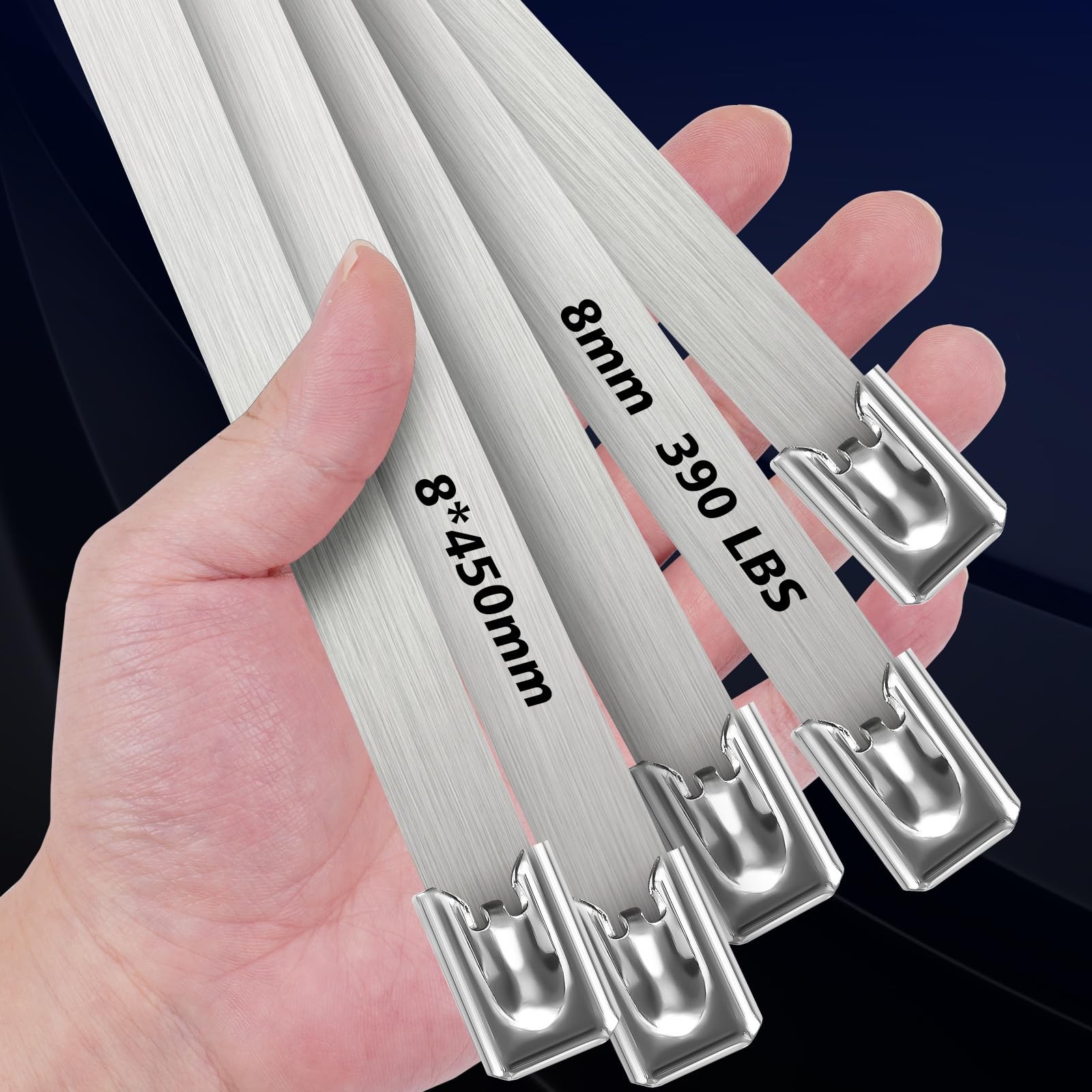 Metal Zip Ties Heavy Duty Outdoor, 18 Inch 80pcs, 390 Lb Wide Stainless Steel…