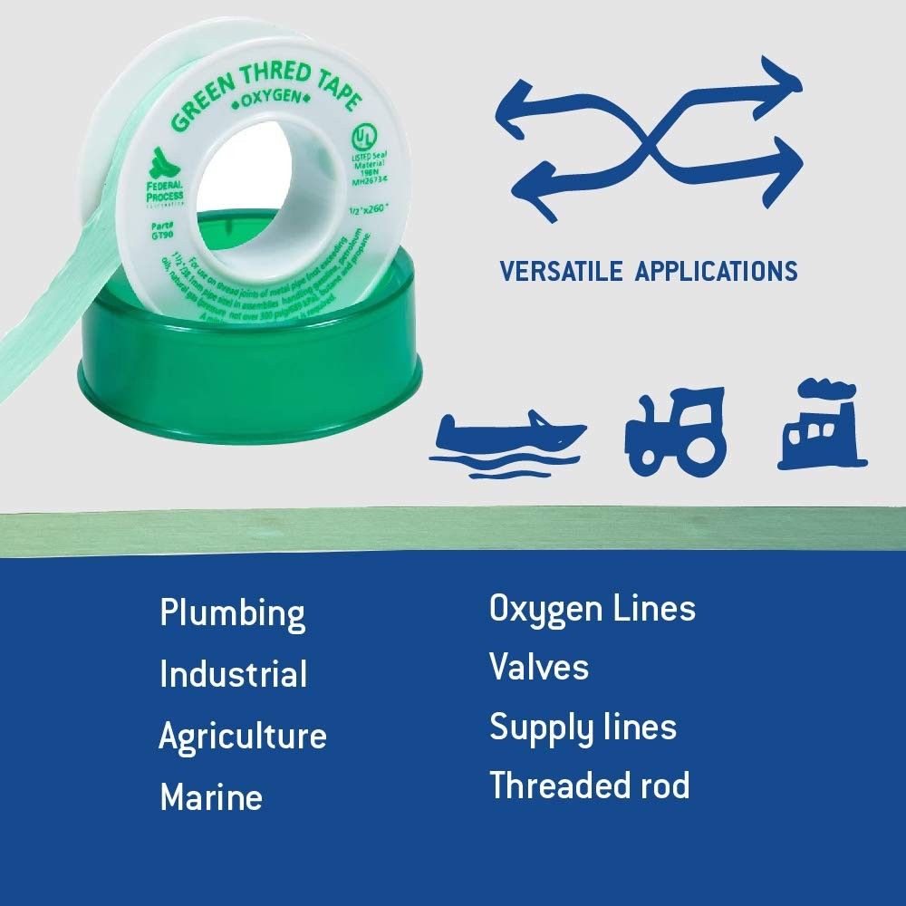 Gasoila GT90-24 Green PTFE High Density Thread Tape Roll, -450 to 550 Degree F