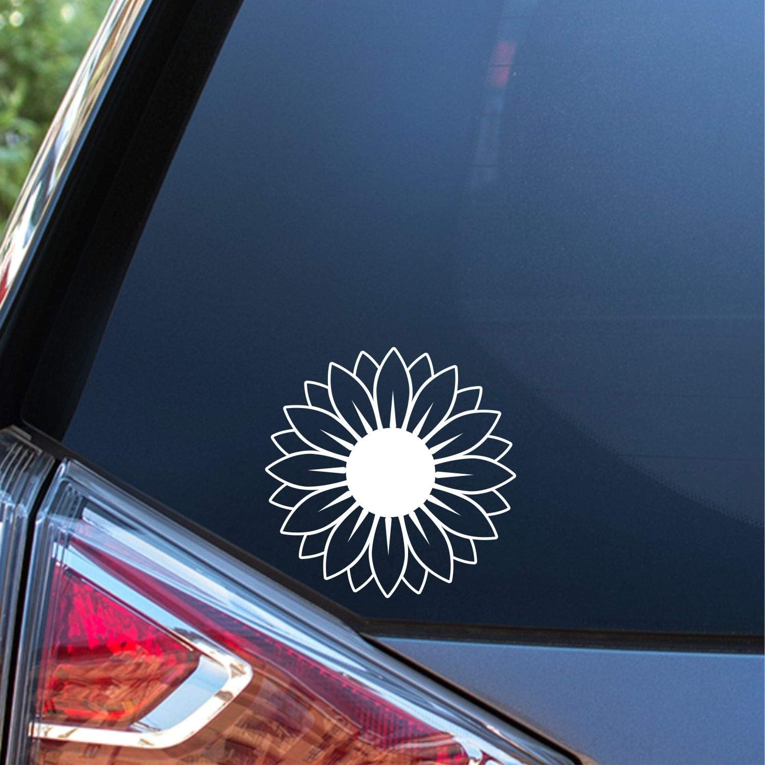 White Sunflower Vinyl Decal for Cars Trucks Vans Walls Laptop | Flower Floral St