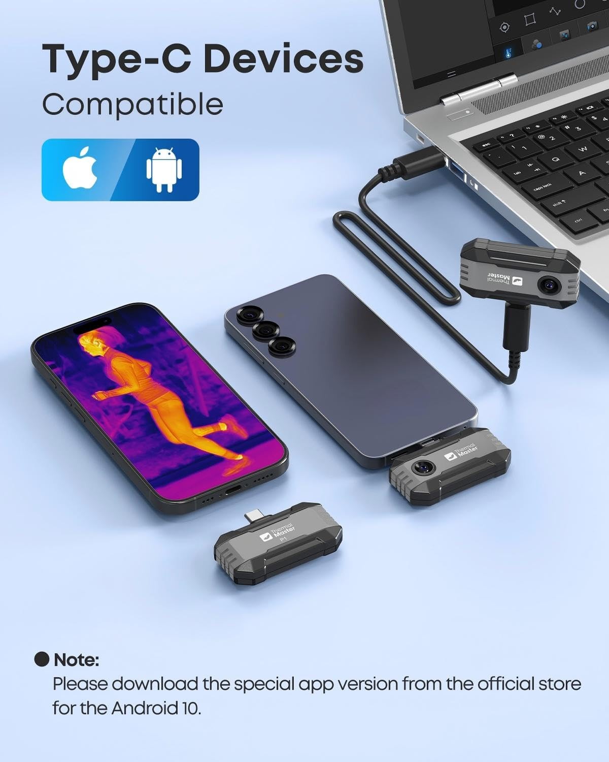 Thermal Camera USB C iPhone Android Grey Master P1