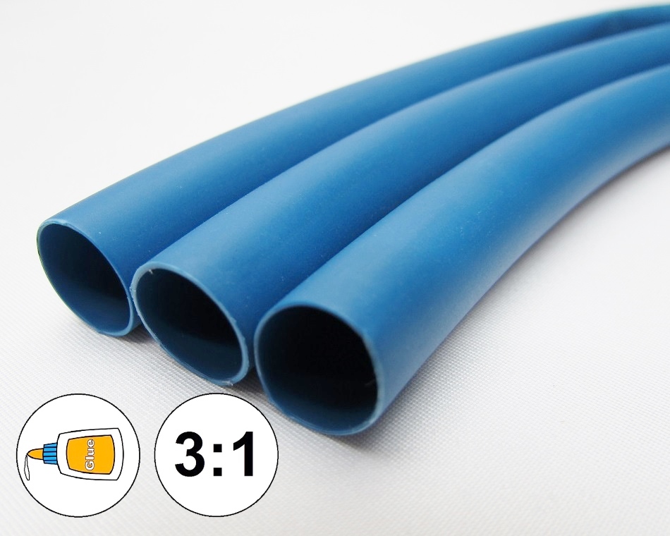 (1 FOOT) 1/4″ Blue Heat Shrink Tube 3:1 Dual Wall Adhesive Glue Marine 6.4mm ID