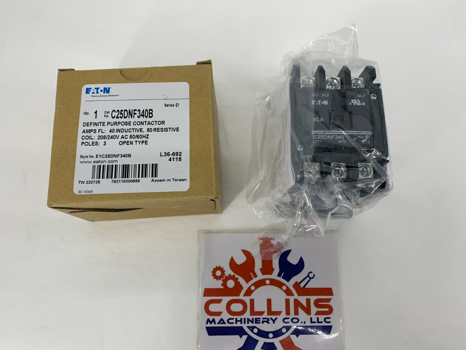 Eaton C25DNF340B Definite Purpose Contactor 208/240V Coil 40A 3P Open Type