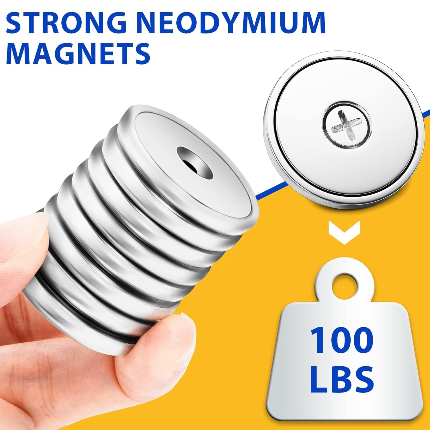 4 Pc or 8 Pc round Base Cup Magnet 100LBS Strong Rare Earth Magnet Heavy Duty