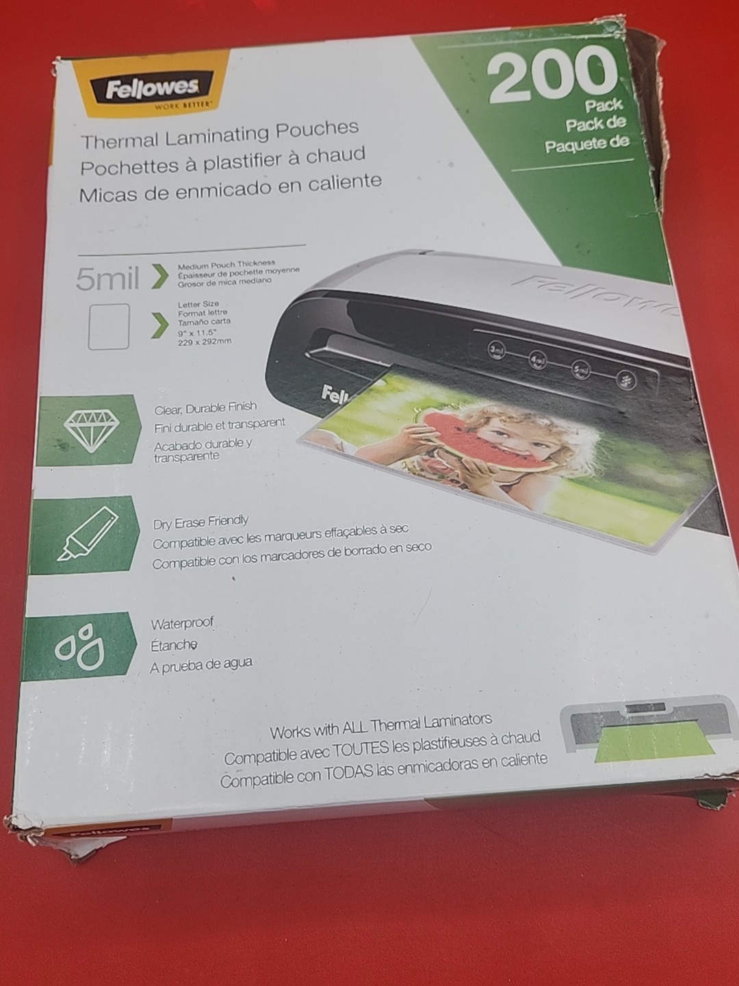 Fellowes Laminating Pouches Letter 5 mil, 200 Pack 8.50″ x 11″ Laminating Pouch
