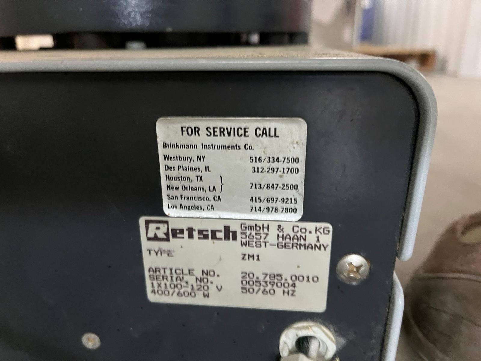 RETSCH BRINKMANN ZM1 LABORATORY GRINDER MILL 60 DAYS WARRANTY