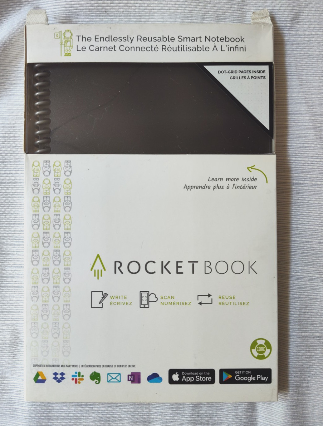 RocketBook Reusable Spiral Notebook Core Black Open Box 6″x9″