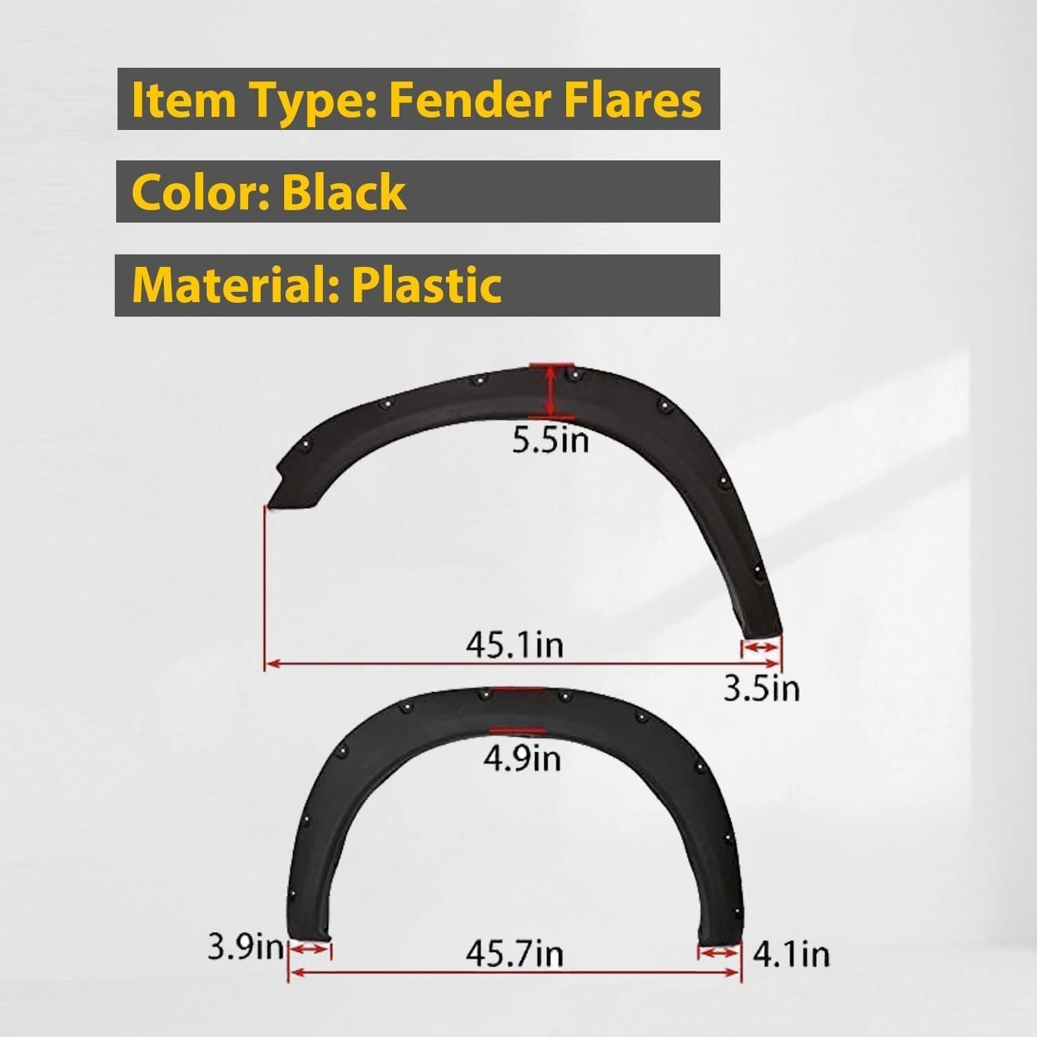 Fender Flares Compatible with 2009-2023 Dodge Ram 1500 Classic Pocket Rivet Styl