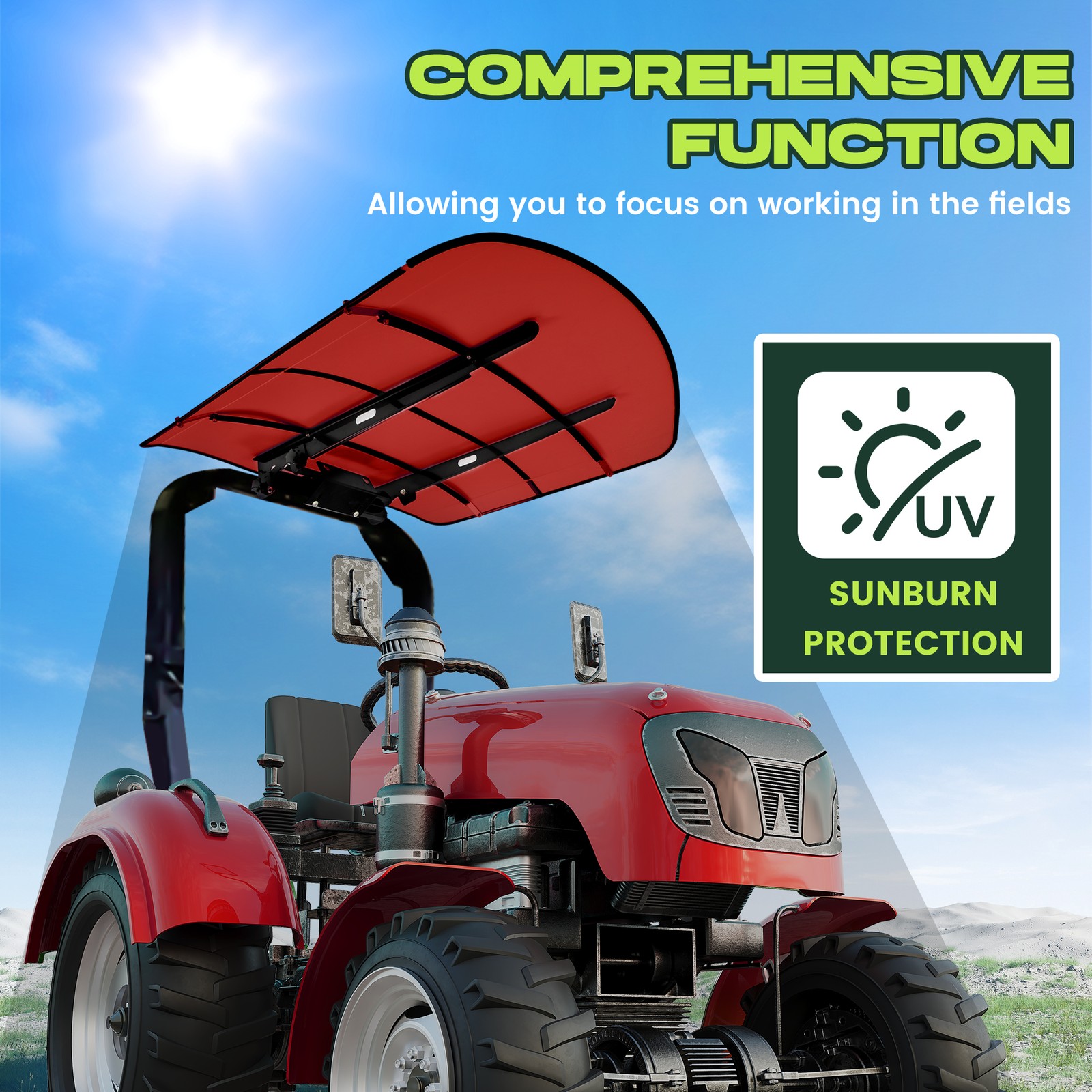 Red 52″ X 52″ Tuff Top ROPS Canopy For Tractor and Mowers Umbrella