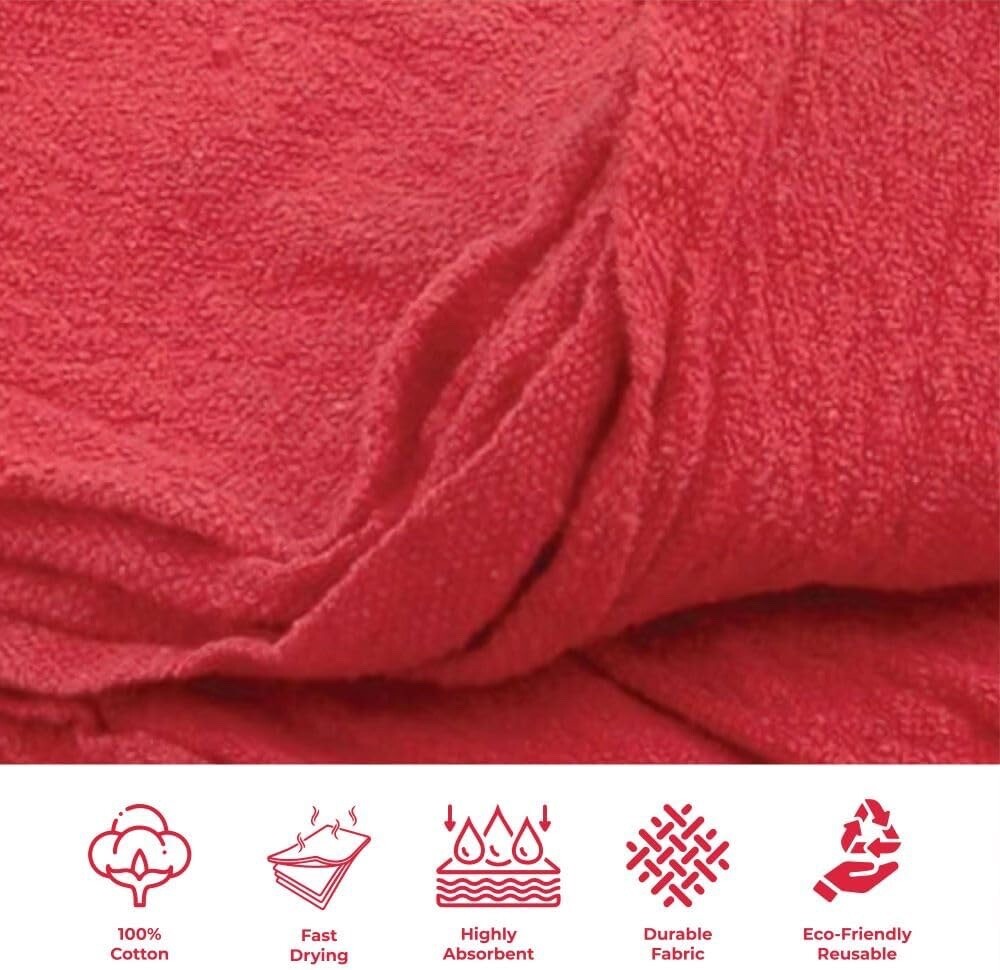 1000 Pieces Red Shop Towels Large 13×14 Cleaning Rags, Fast Free Shipping