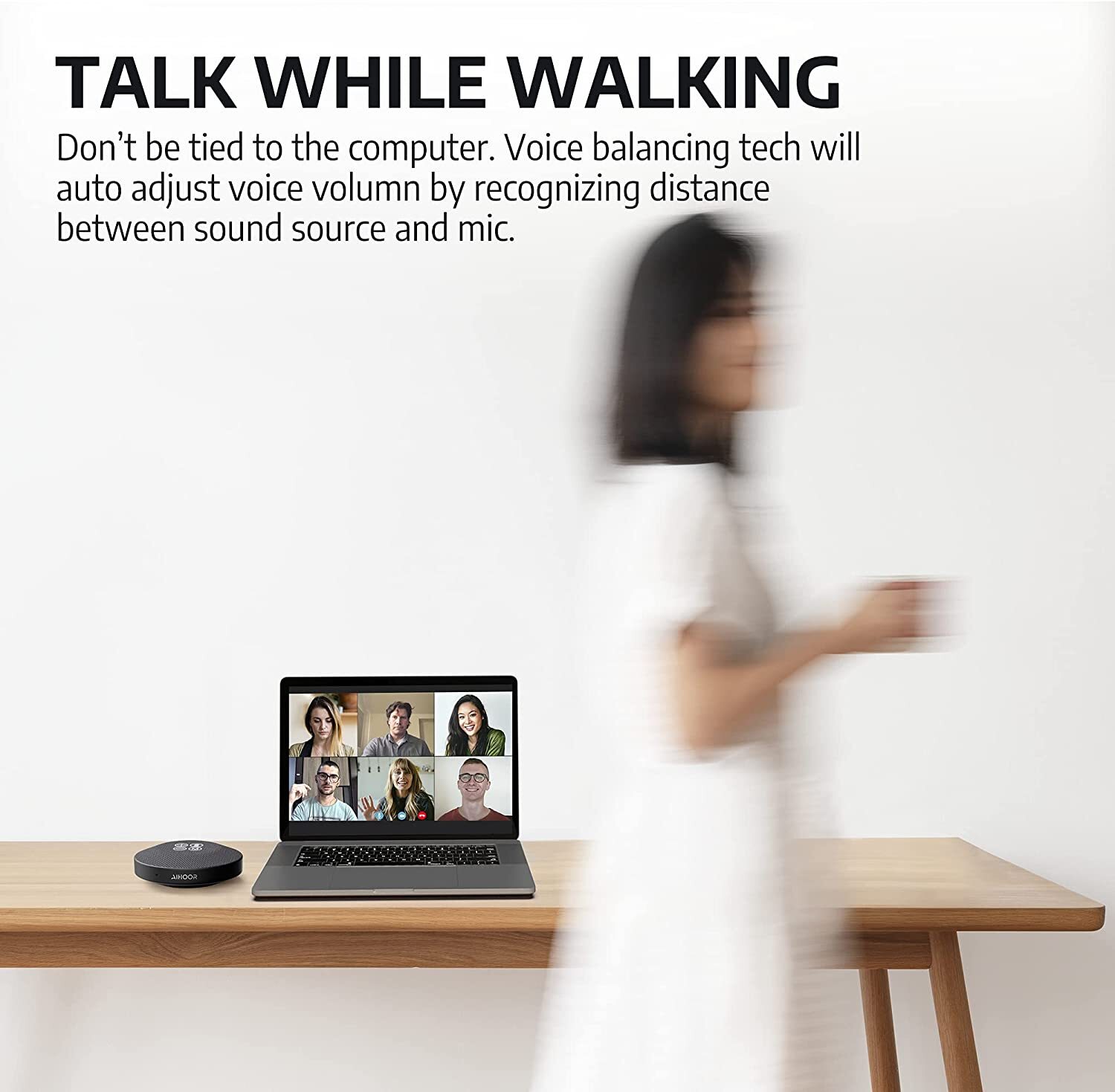 Wireless Mini Bluetooth Speaker w/Microphone Conference Speakerphone for Laptop