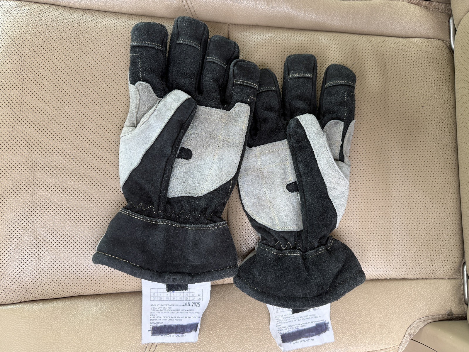 HexArmor FireArmor SR-X 8180 Work Gloves Large Cow Leather Para-Aramid JAN 2025
