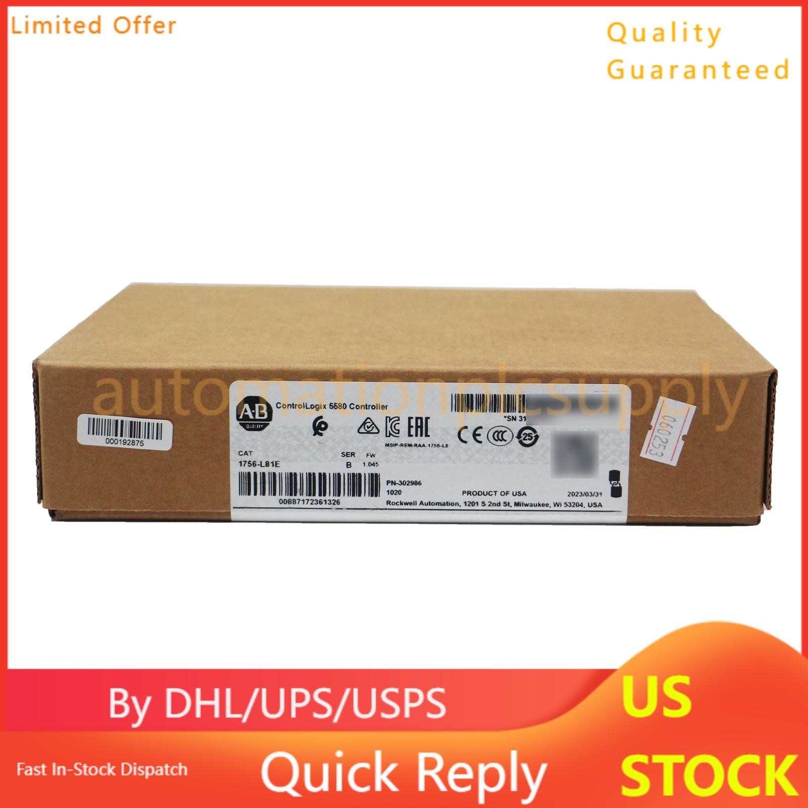 Allen-Bradley 1756-L81E AB SER B ControlLogix 5580 Controller NEW Factory Sealed