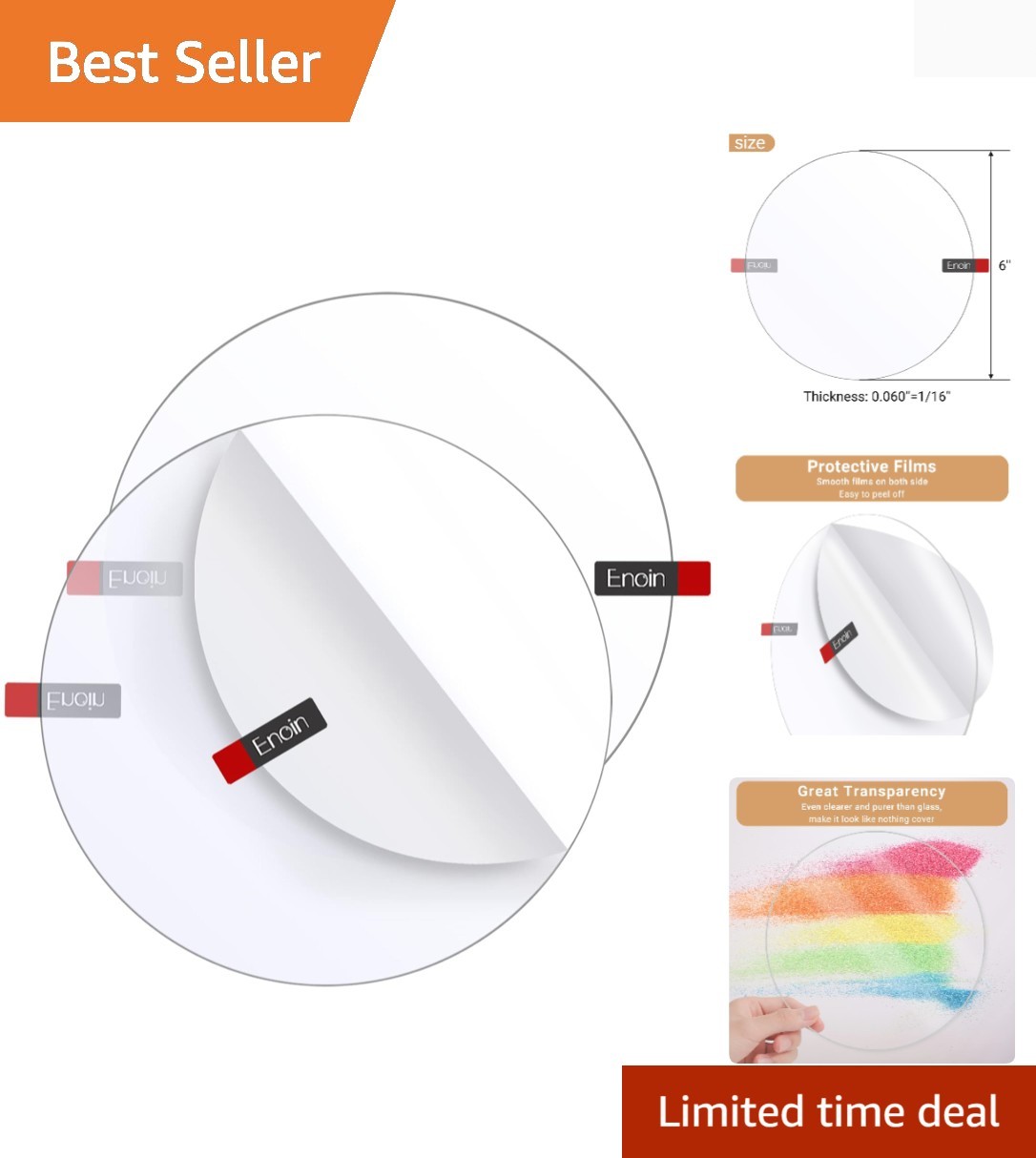High Clarity 6″ Round Plexiglass Sheets – Perfect for Art Crafts & Frames