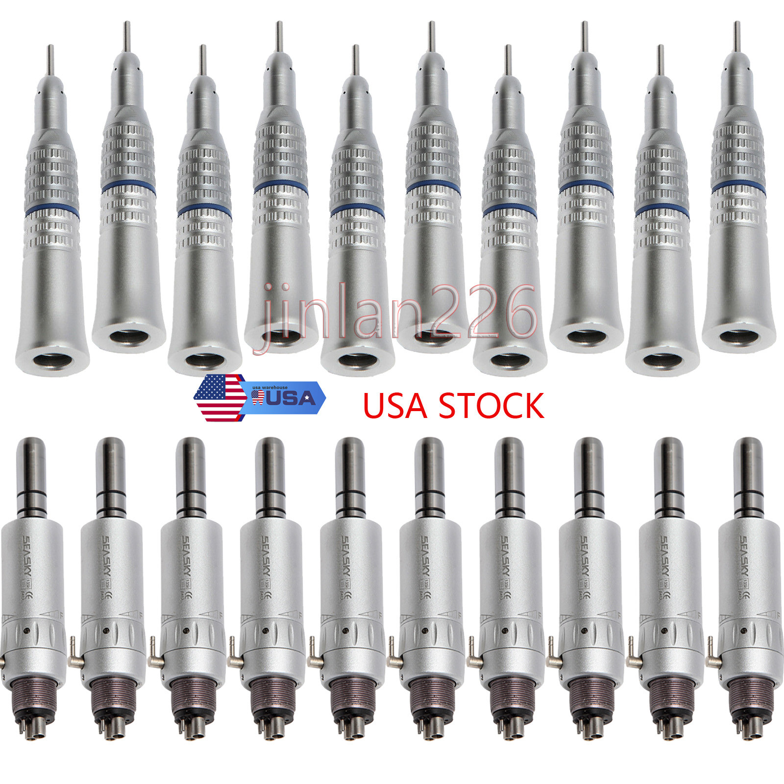 NSK Style Dental Straight Nose /Air Motor Low Slow Speed Handpiece 4Hole Attach