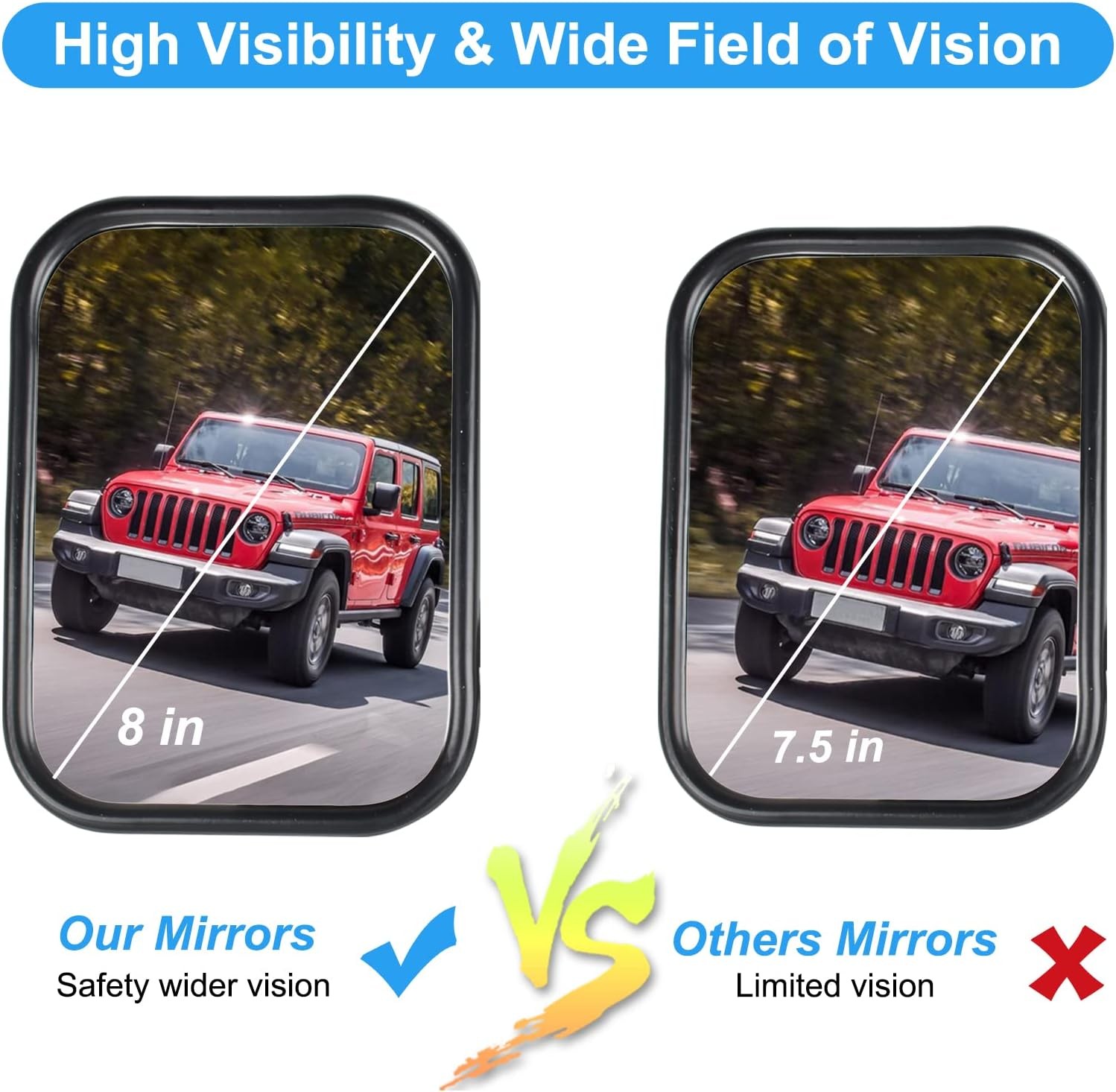 Upgraded Mirrors Doors off Compatible with Wrangler, Anti-Shake Side Rearview Mi